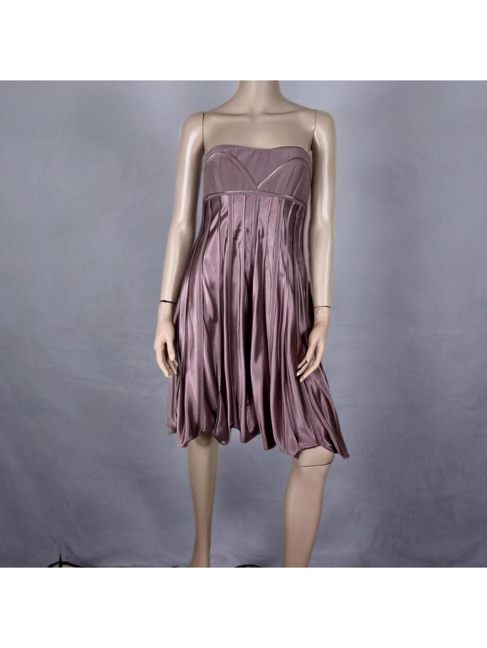 Archival Vintage BCBG Runway Mauve Taupe Purple 100% Silk Sweetheart Dress